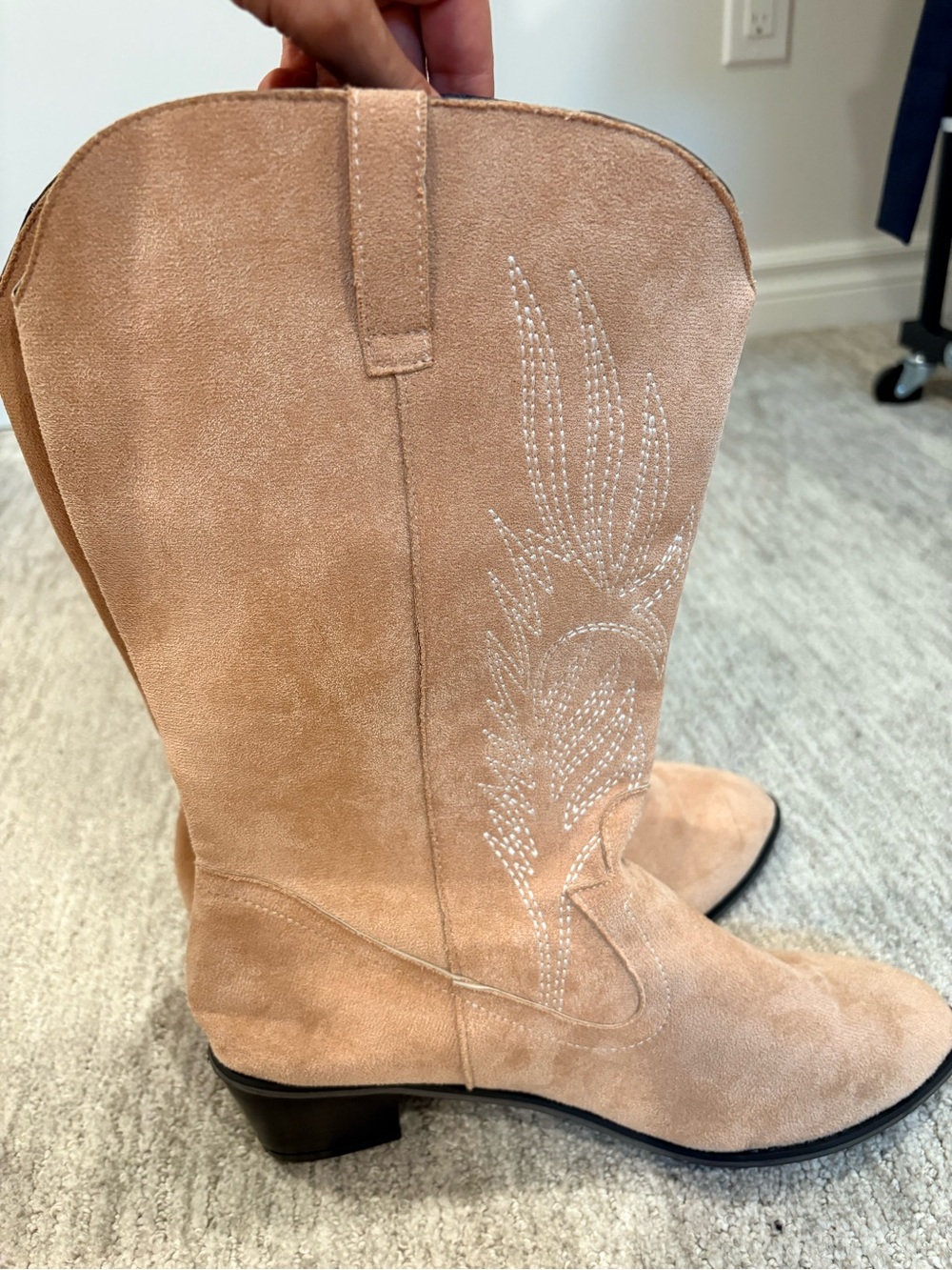 Tan Suede Like Western Cowboy Boots Size 43 - Picture 5 of 8
